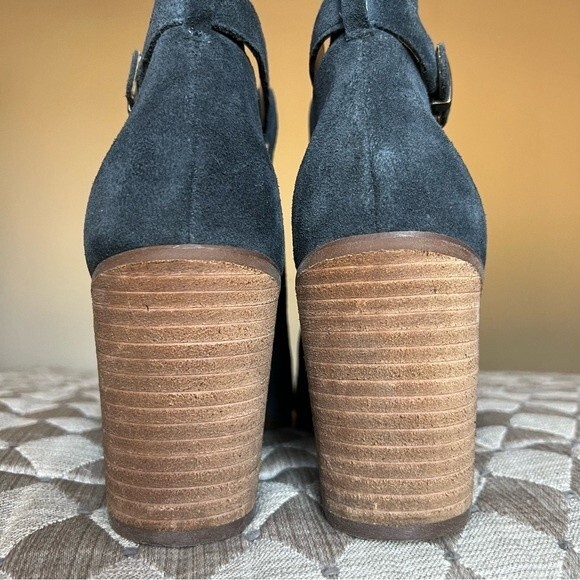Sole Society Blue Suede So-Ferris Open Toe Bootie Sandals Block Heel Size 7.5 - Picture 8 of 16